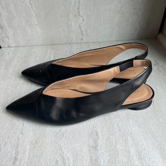 & Other Stories Shoes - & Other Stories | Black Pointed Leather Slingback Flat Shoes Women's Sz 8